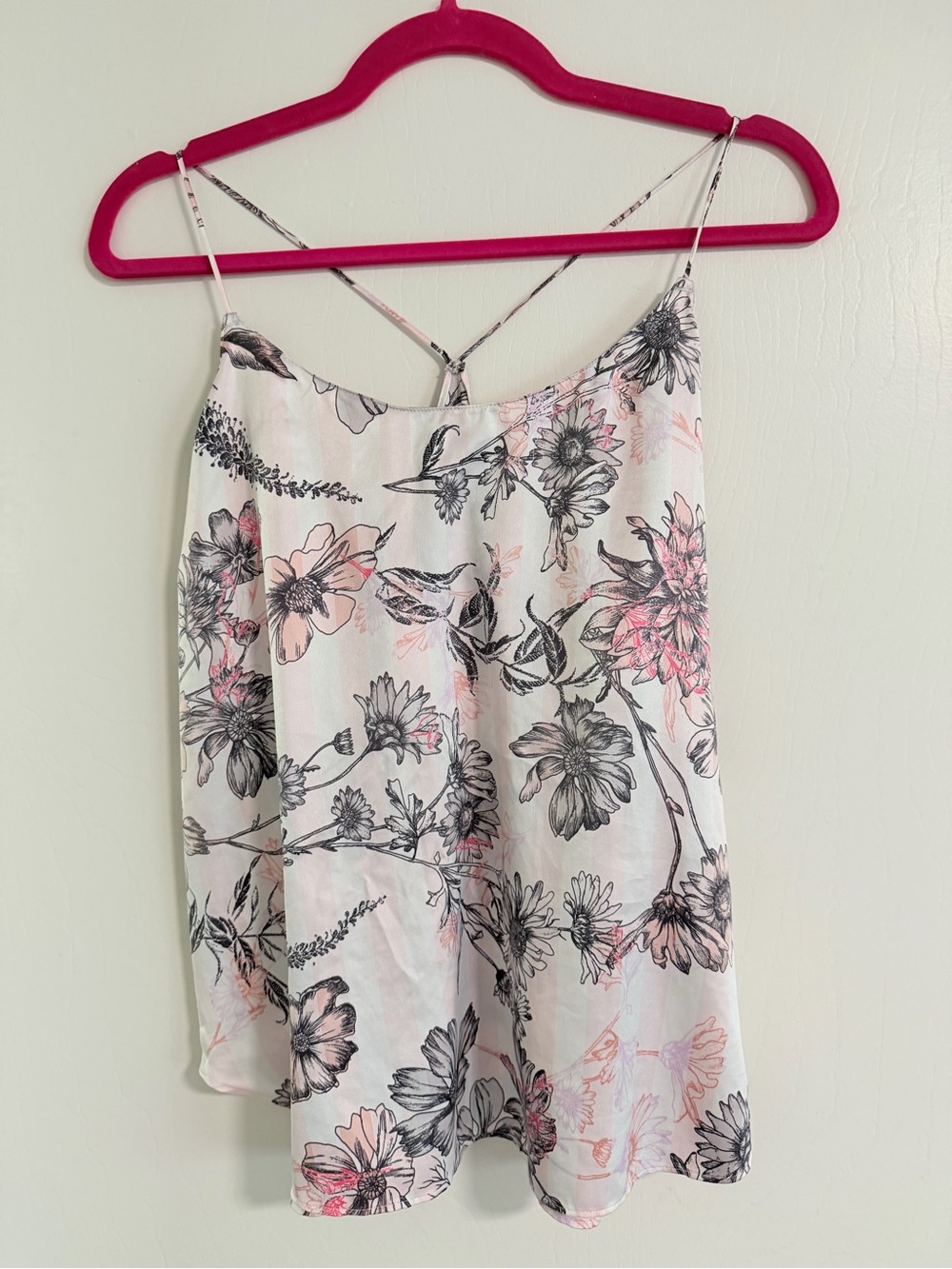 Victoria's Secret Pink & Black Floral Spaghetti Strap Cami